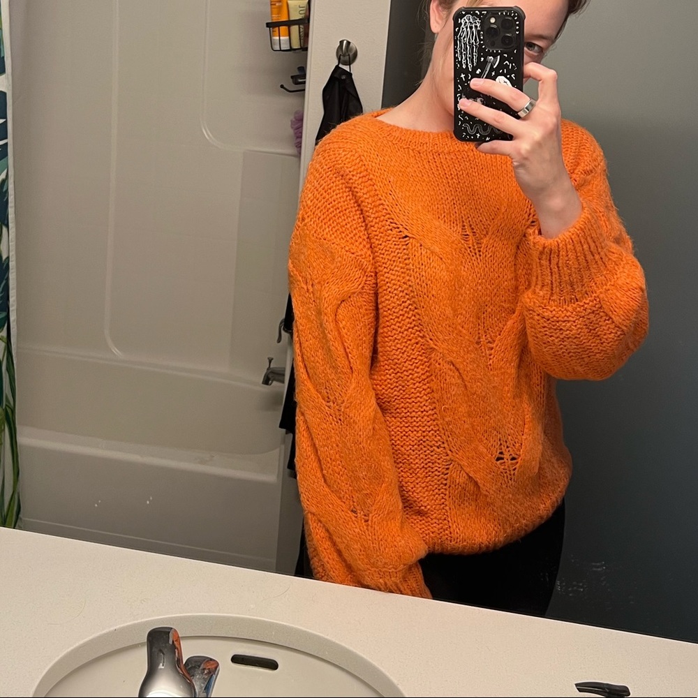 Moon river bright orange knit sweater